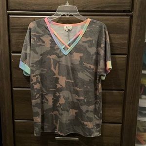 Small Camo and tie dye top